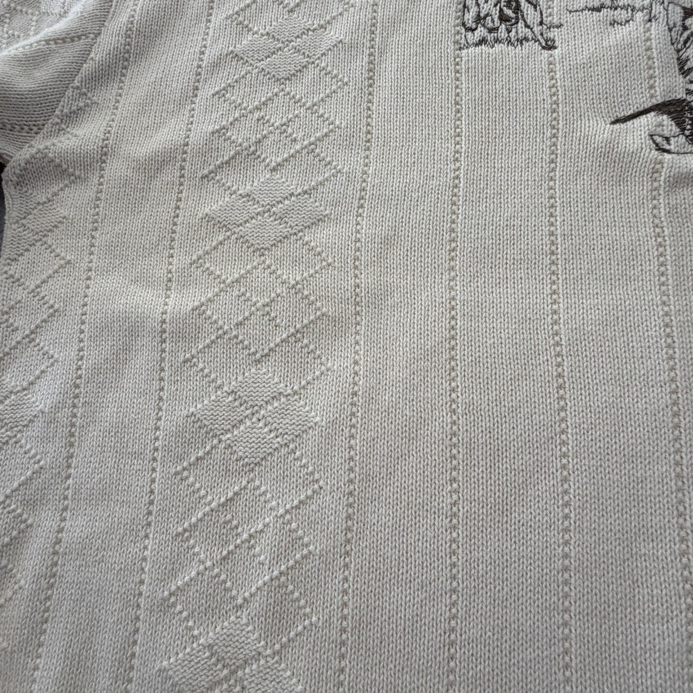 Vintage Pinnacle Golf Sweater SIZE L Embroidered Ivory Textured Crewneck NEW 90s - Picture 8 of 9
